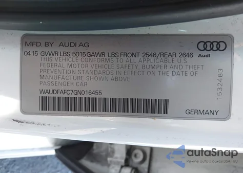 2016 Audi A6 2.0T Premium Plus from USA, damaged, VIN WAUDFAFC7GN016455